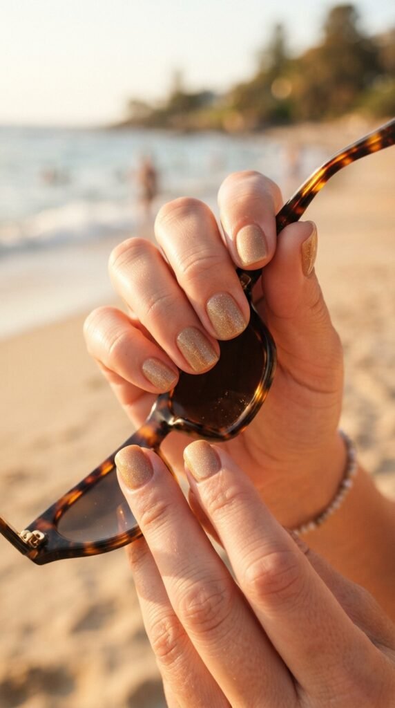 Golden Sand & Shimmer Nail Art