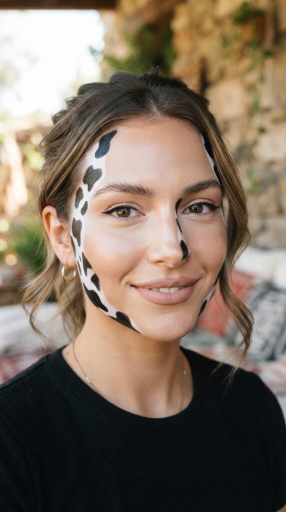 Graphic Cow Print Face Contour