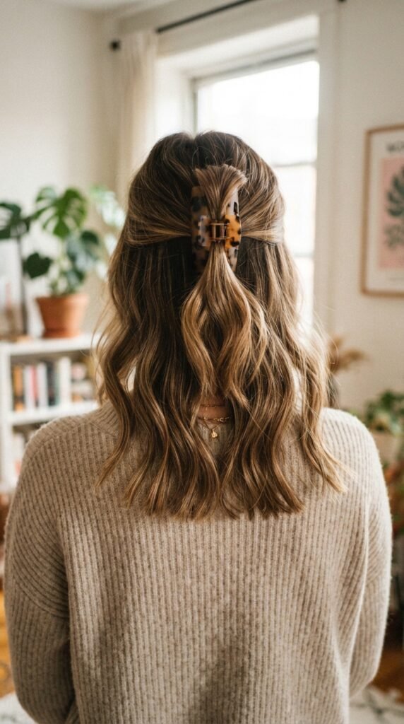 Half-Up Claw Clip Hairstyle