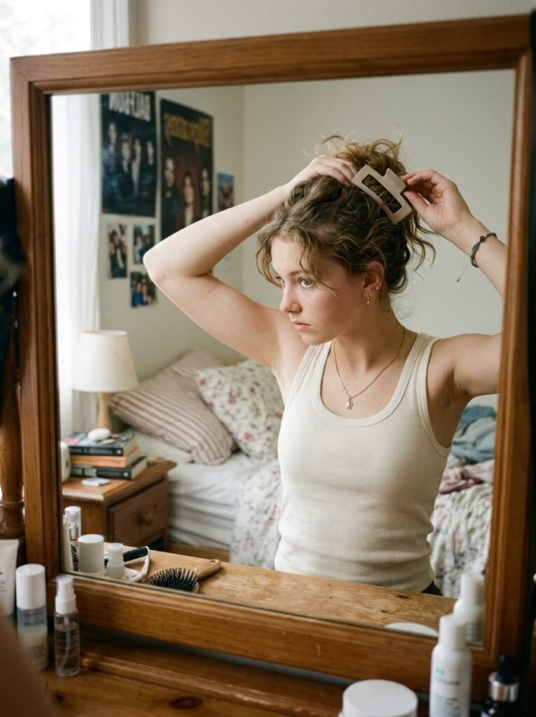 Half-Up Claw Clip Hairstyle