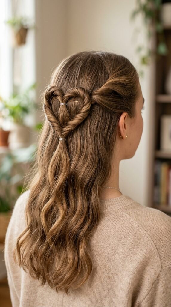 Half-Up Heart Twist Hairstyle