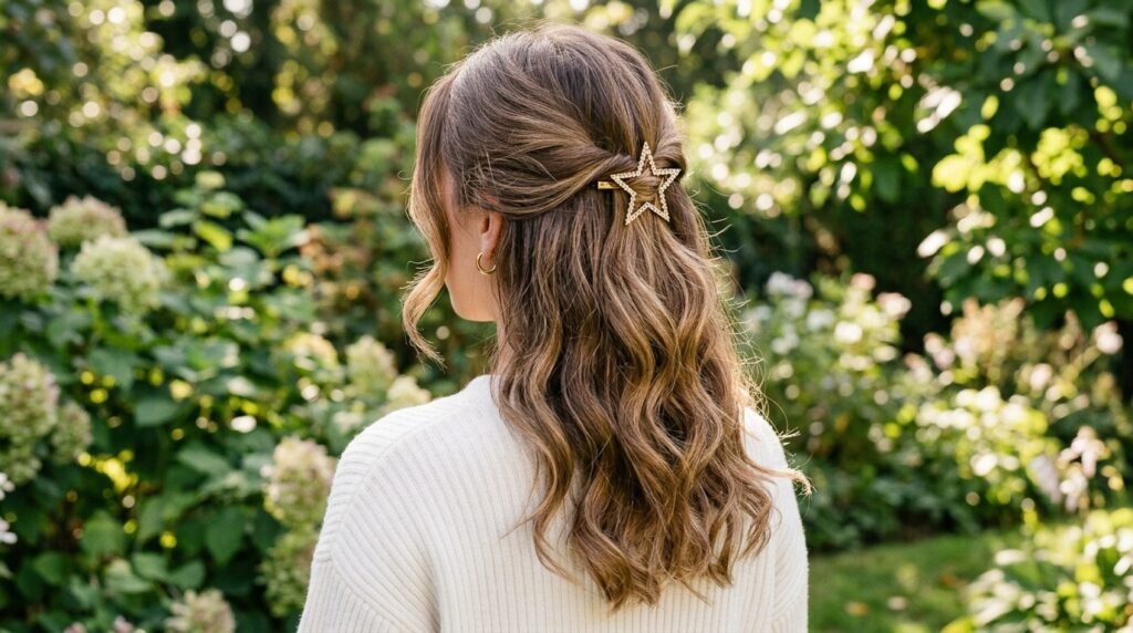 Half-Up Star Clip Hairstyle