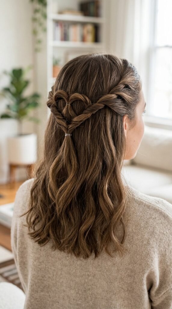Half-Up Heart Twist Hairstyle