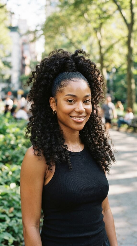 High Curly Ponytail Hairstyle