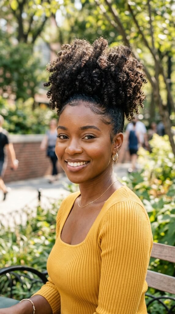 High Curly Puff Hairstyle