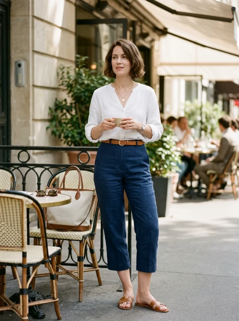 High-Waisted Capri Pants and Blouse