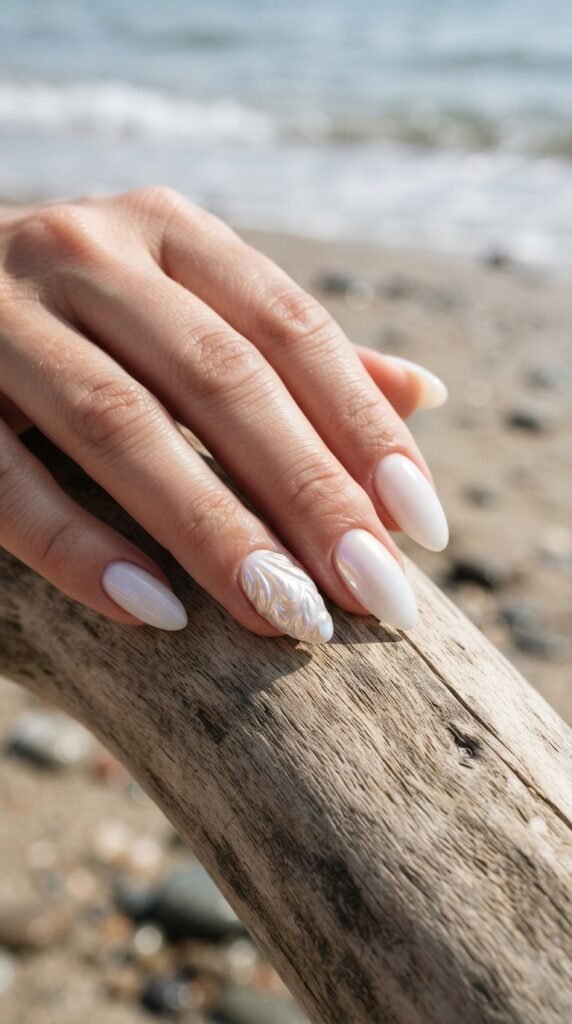 Iridescent Seashell 3D Nail Art