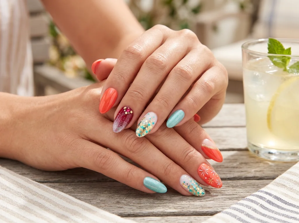 July Birthday Nail Designs_Shine