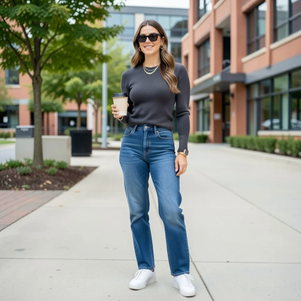 Knit Top & Straight-Leg Jeans