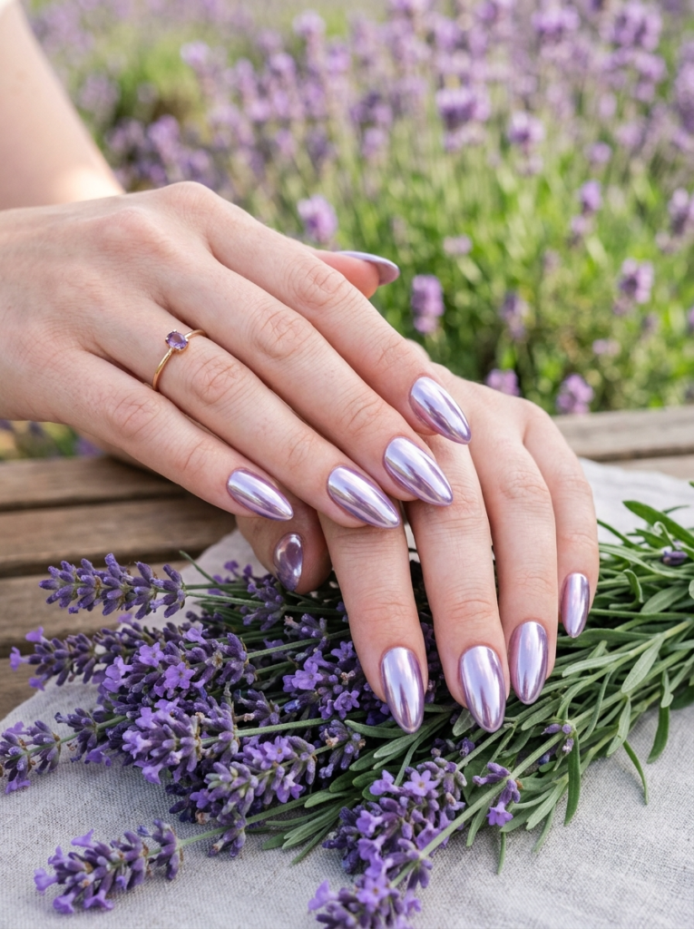 Lavender Chrome Nails