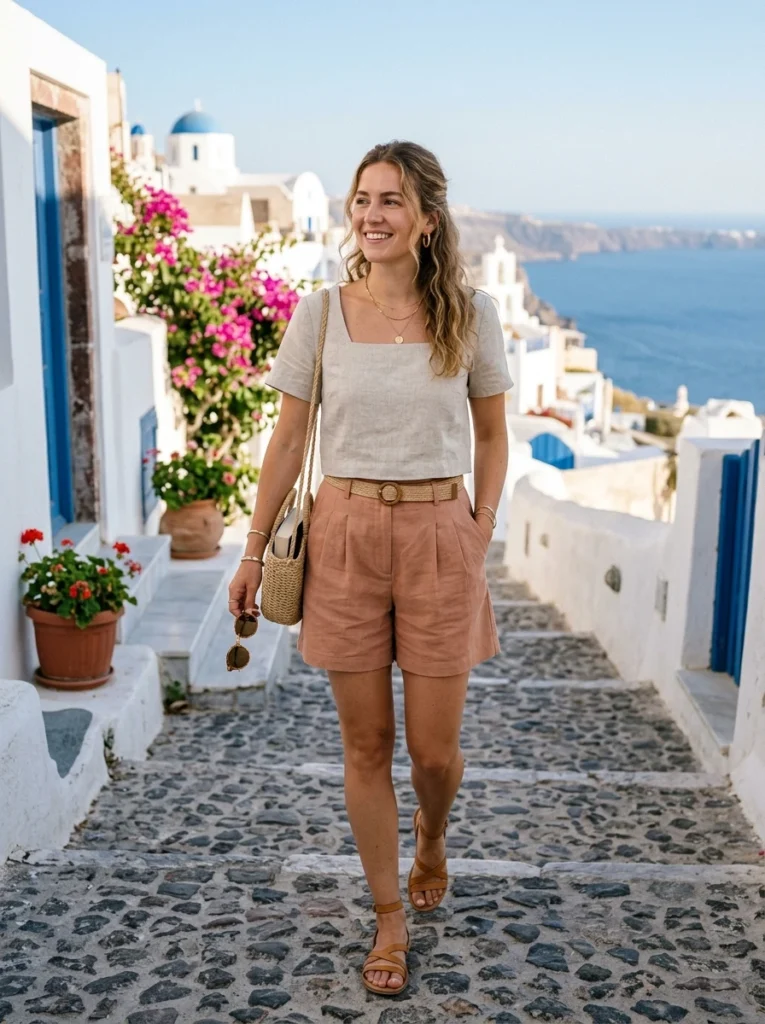  Linen Shorts and Camisole Combination