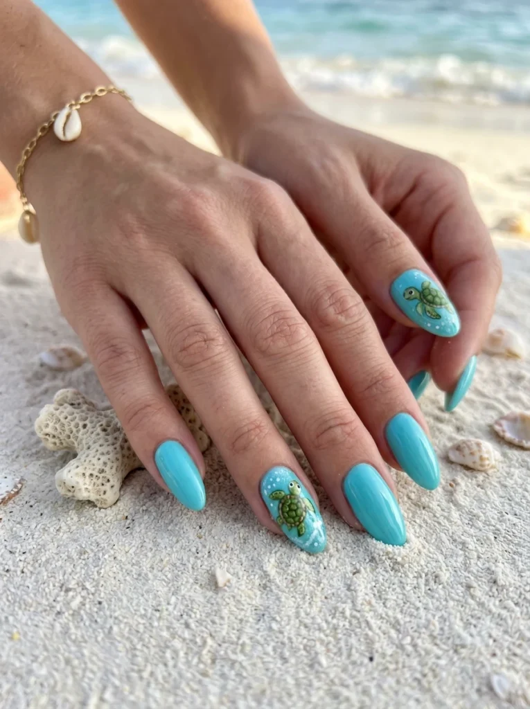 Little-Sea-Turtle-Accent-Nails
