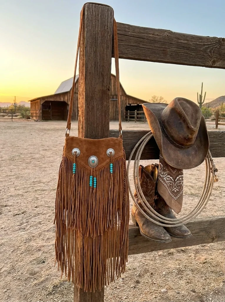 Long Suede Fringe Bag