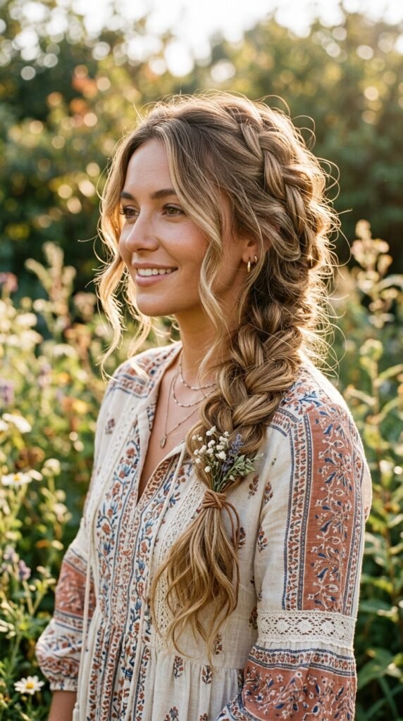 Loose Boho Braid Hairstyle