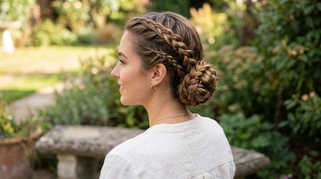 Low Braided Bun Hairstyle