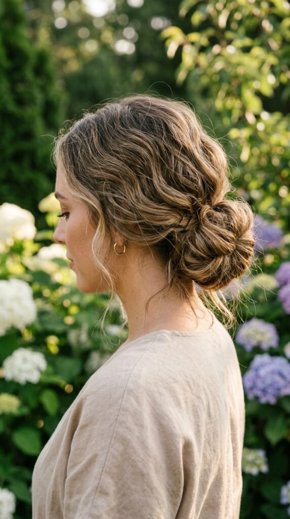 Low Textured Bun Hairstyle