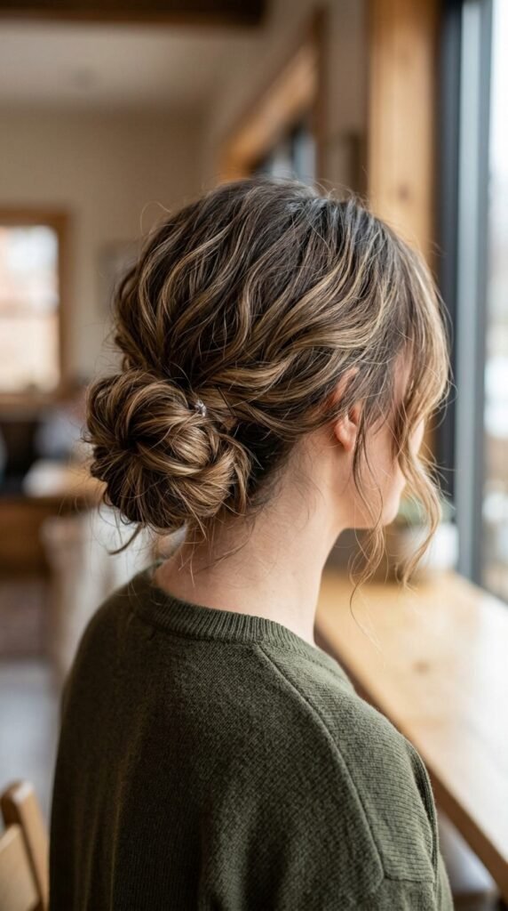 Low Textured Bun Hairstyle