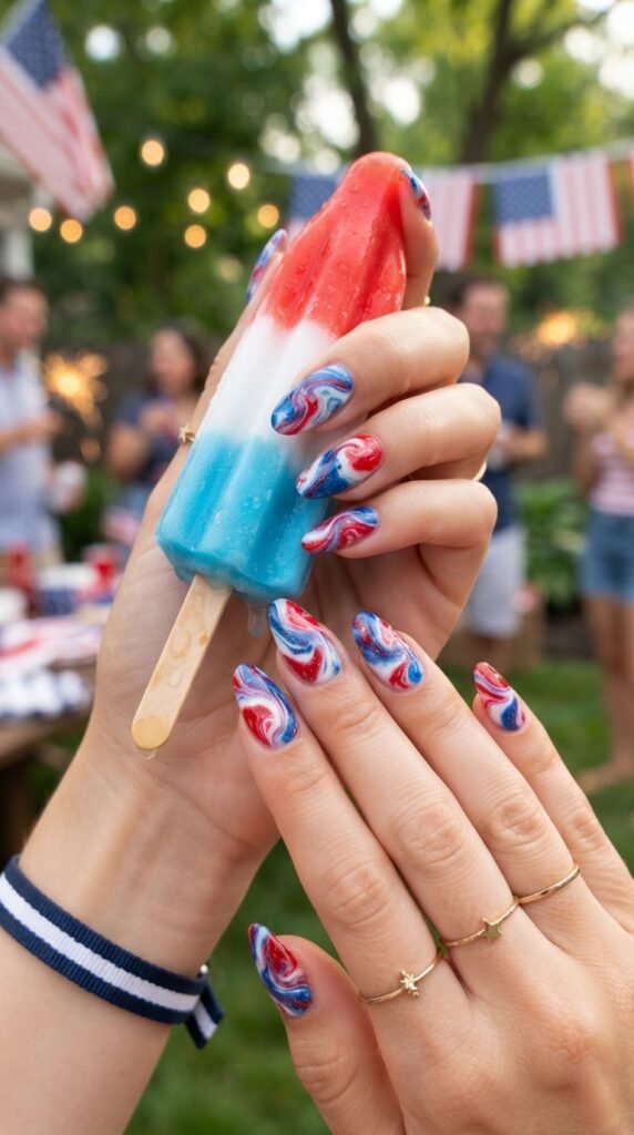 Marble Texture Bomb Pop 4th Nails