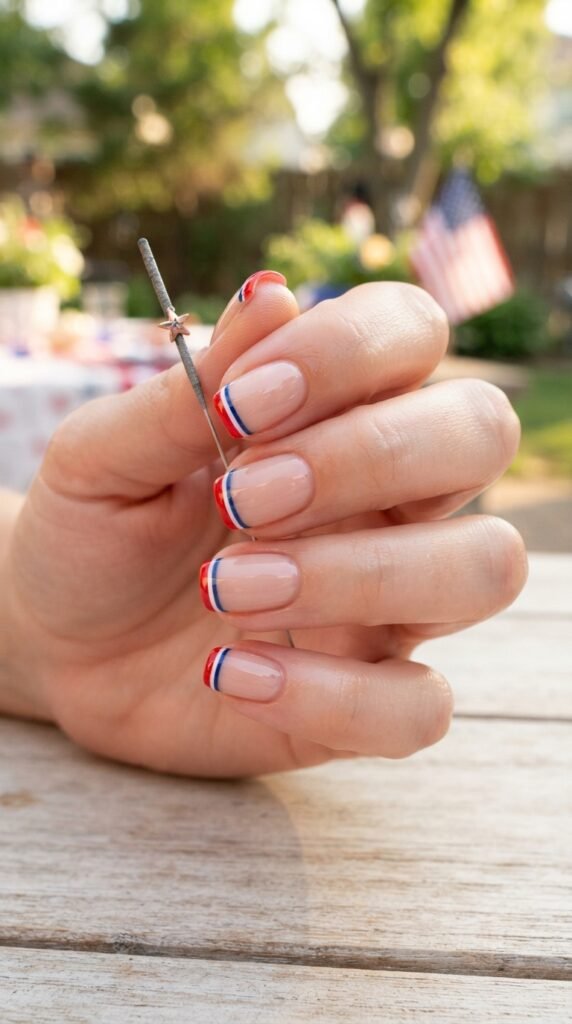Minimalist Micro French Bomb Pop 4th Nails