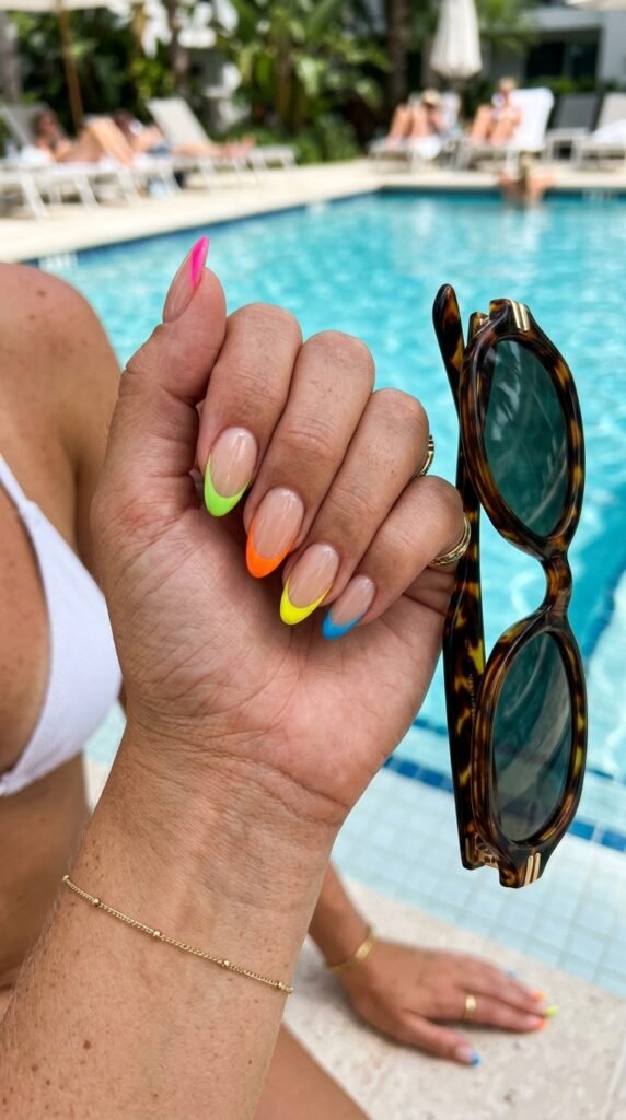 Neon French Tip Nail Art