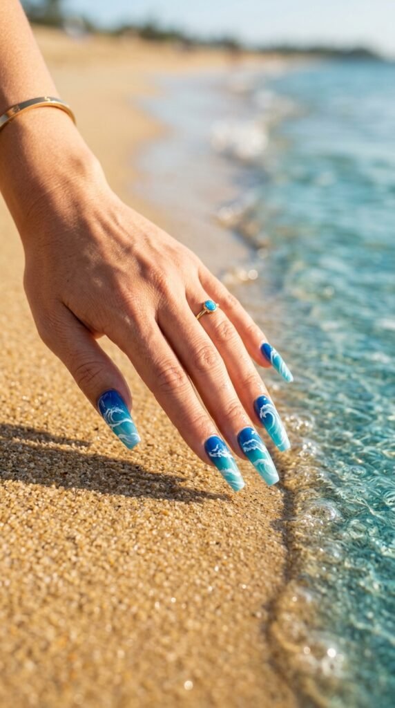 Ocean Wave Nail Art