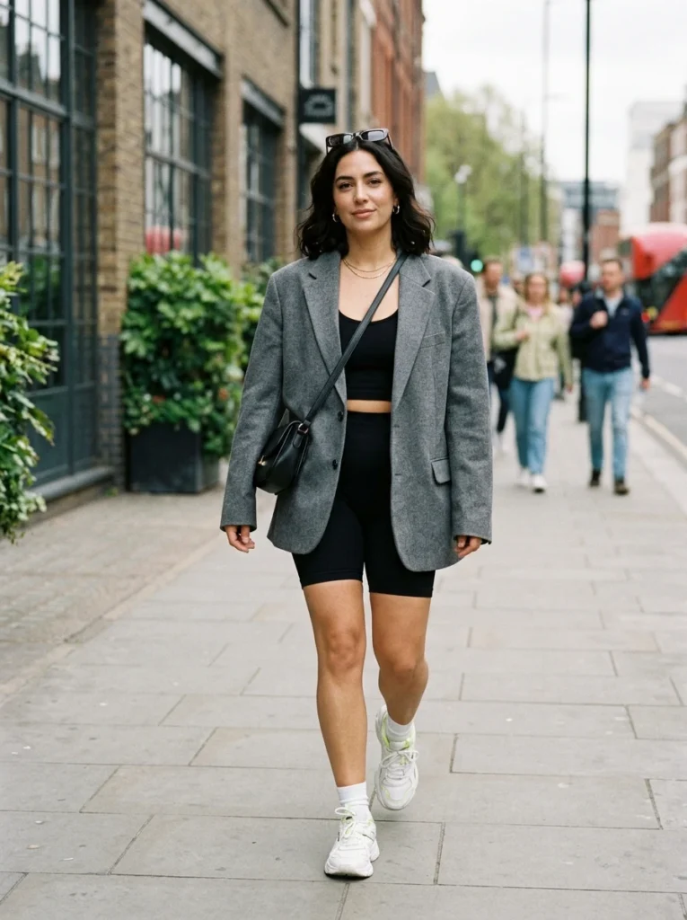 Oversized Blazer and Biker Shorts