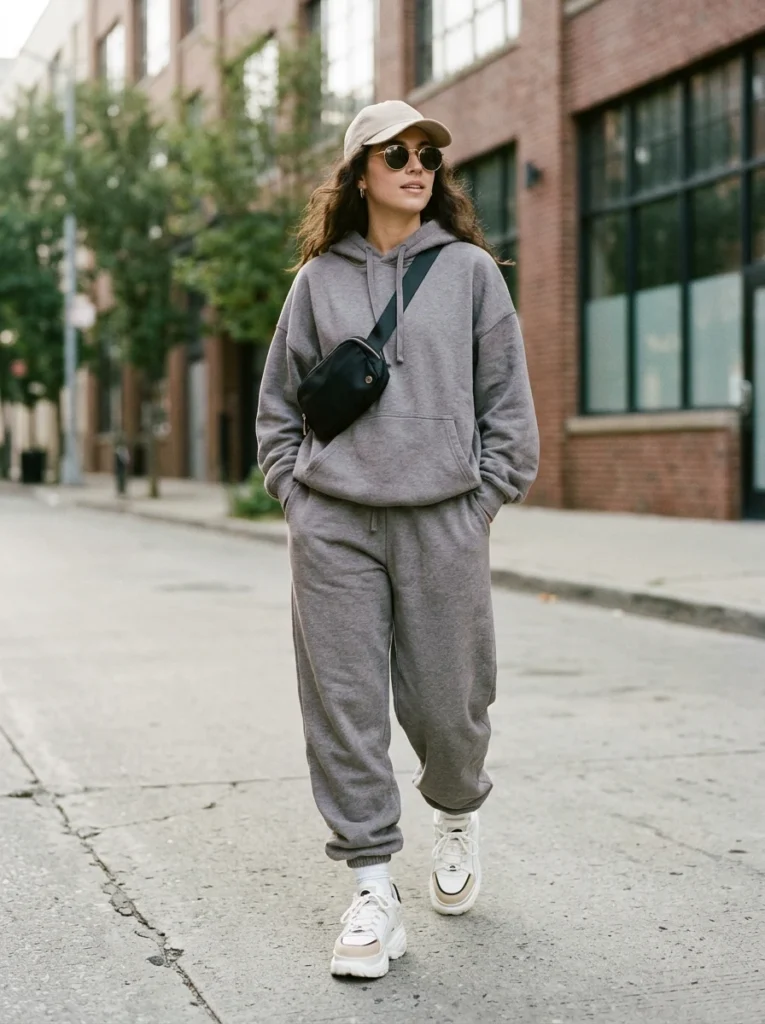 Oversized Jogger Set and Sneakers