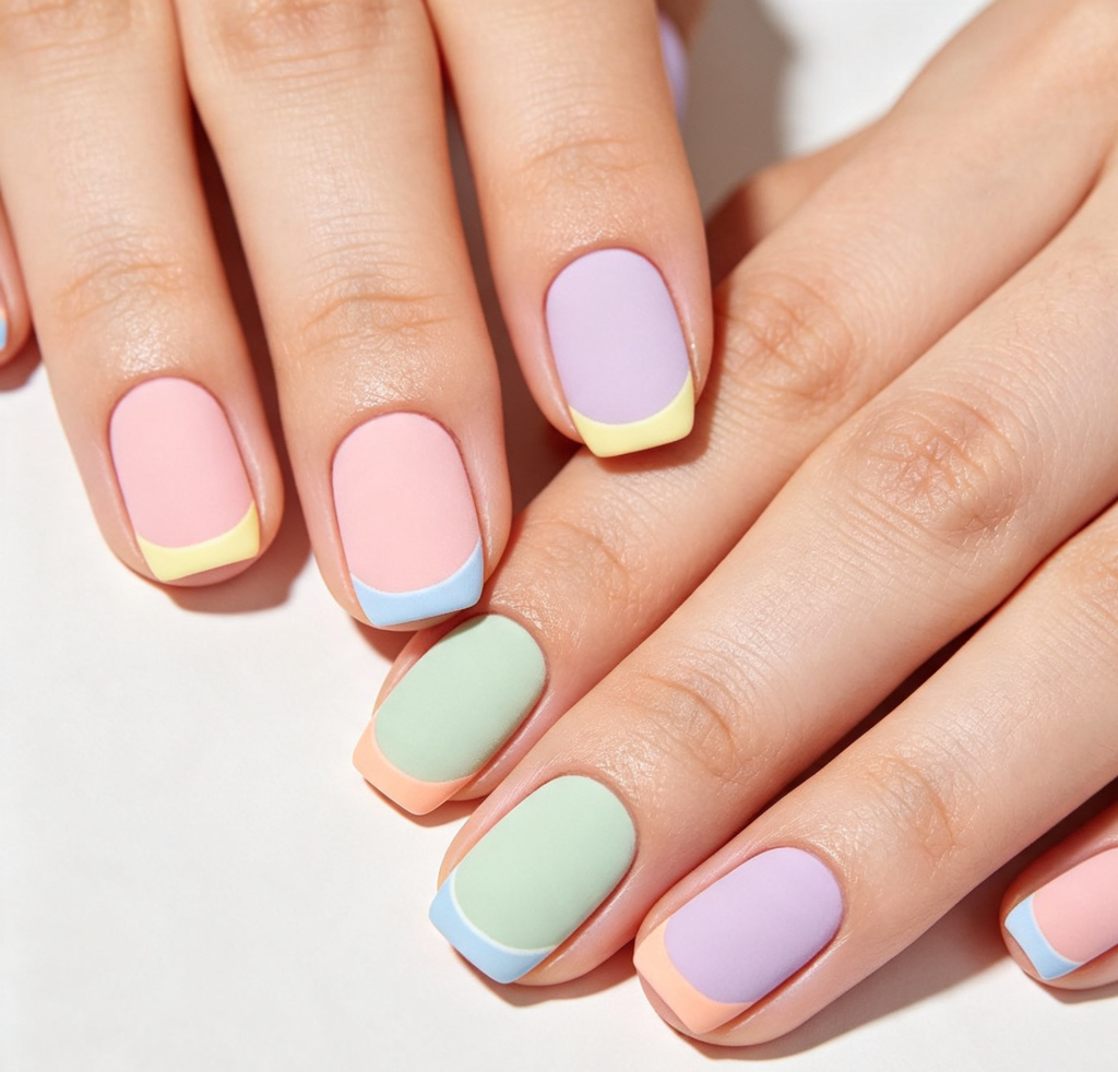 Pastel Matte French Tips
