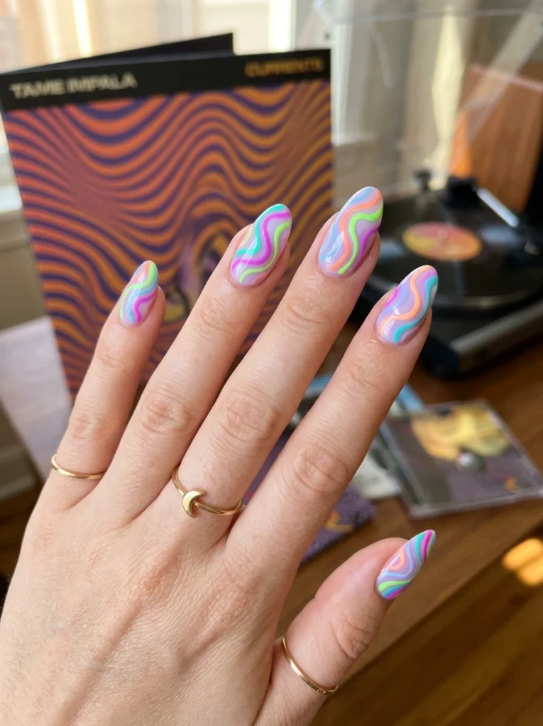 Pastel Neon Wavy Lines