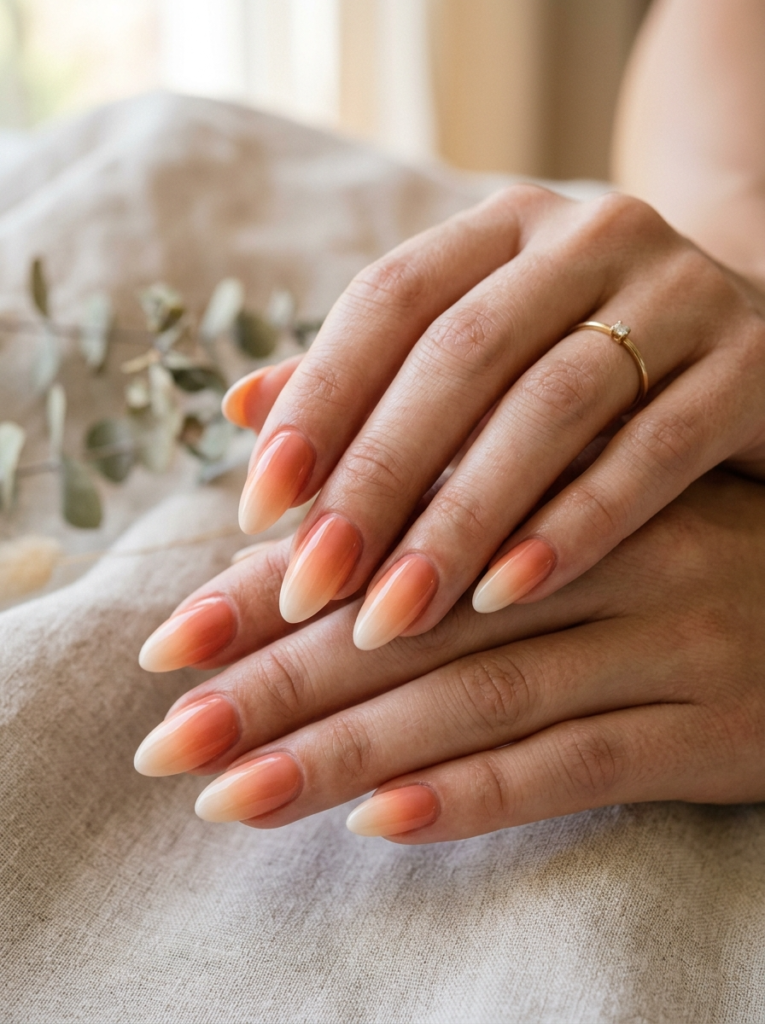 Peach Ombre Nails
