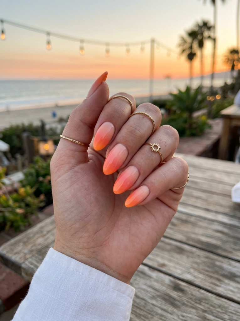 Peach Sunset Ombre Nail