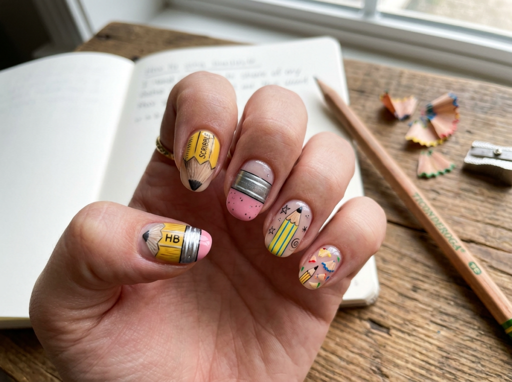 Pencil-Inspired Nail Art