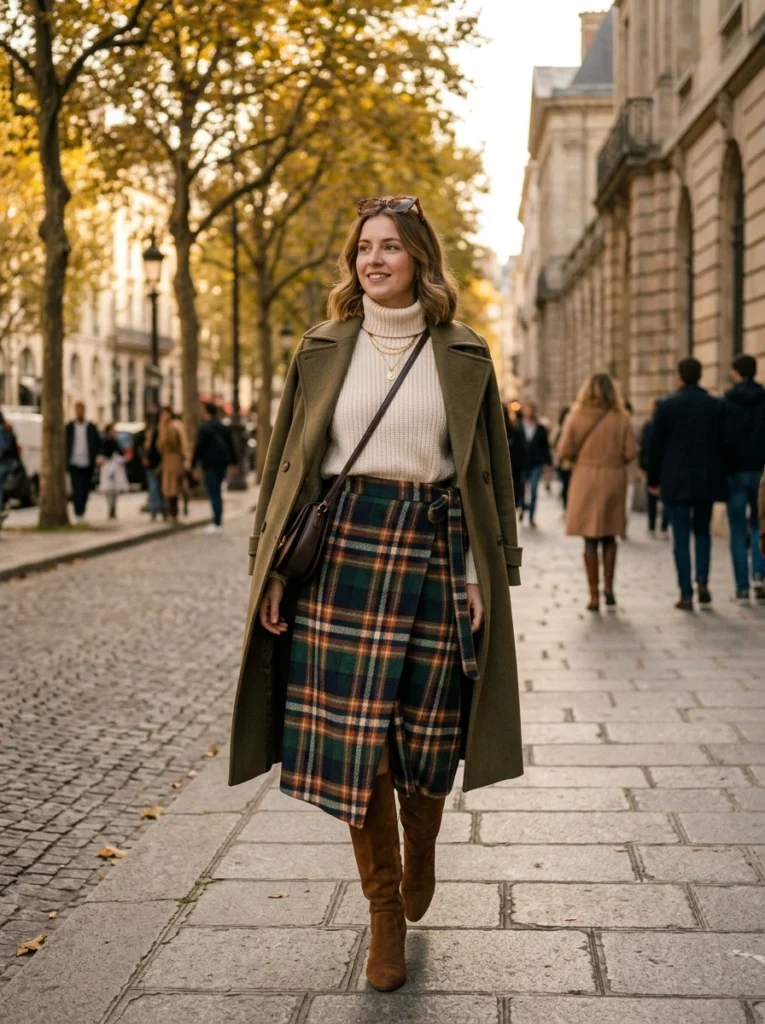  Plaid Midi Wrap Skirts