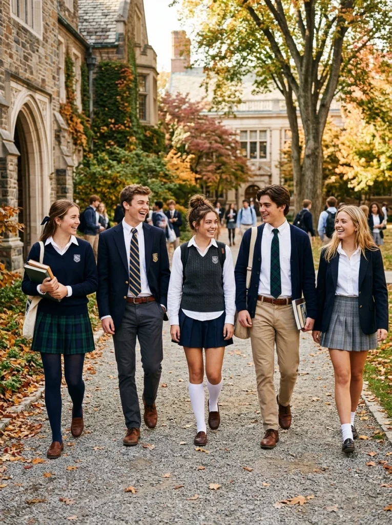  Uniform with a knit sweater vest
