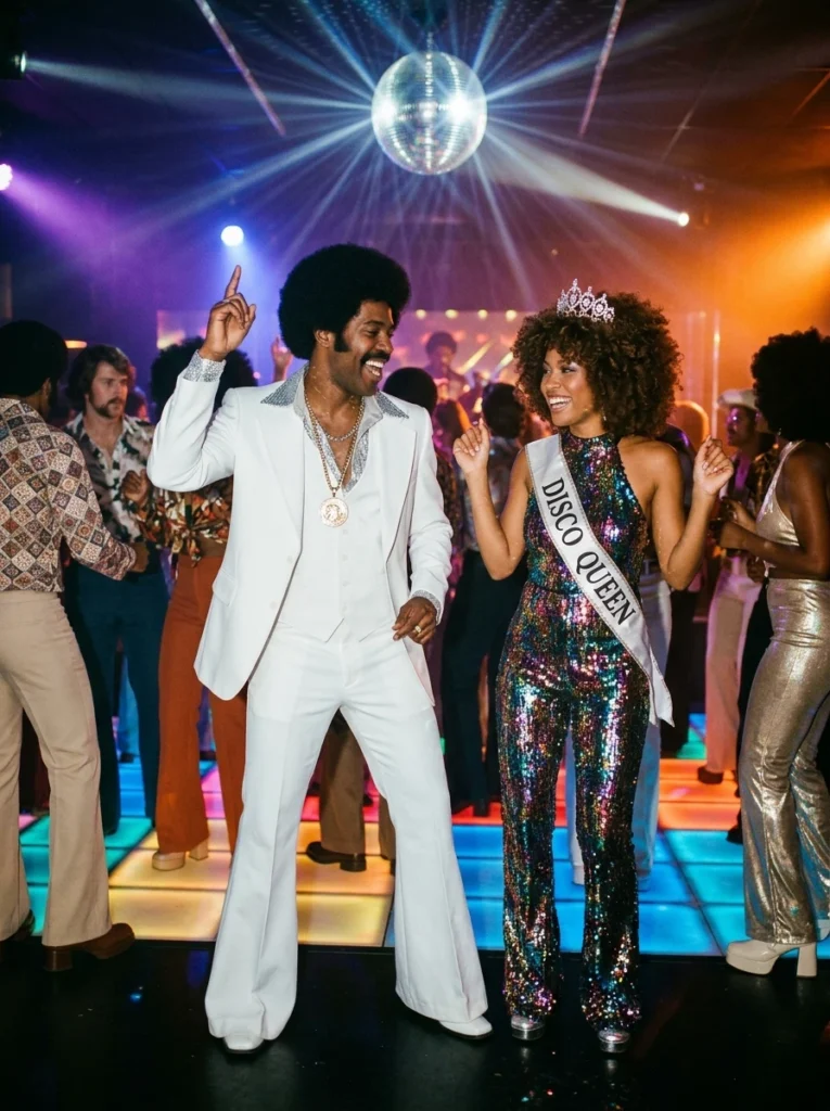 Retro 70s Disco King and Queen
