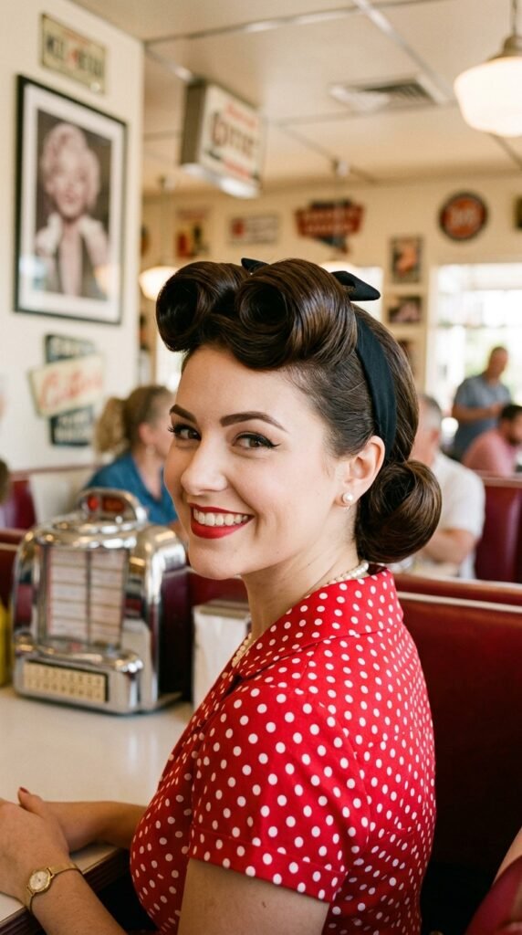 Retro Pin-Up Updo Hairstyle