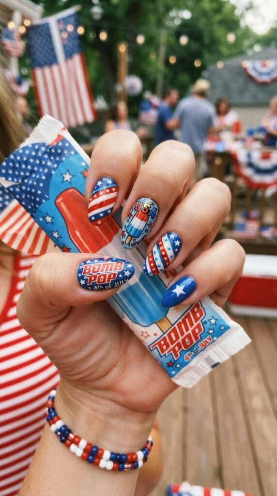 Retro Pop-Art Bomb Pop 4th Nails