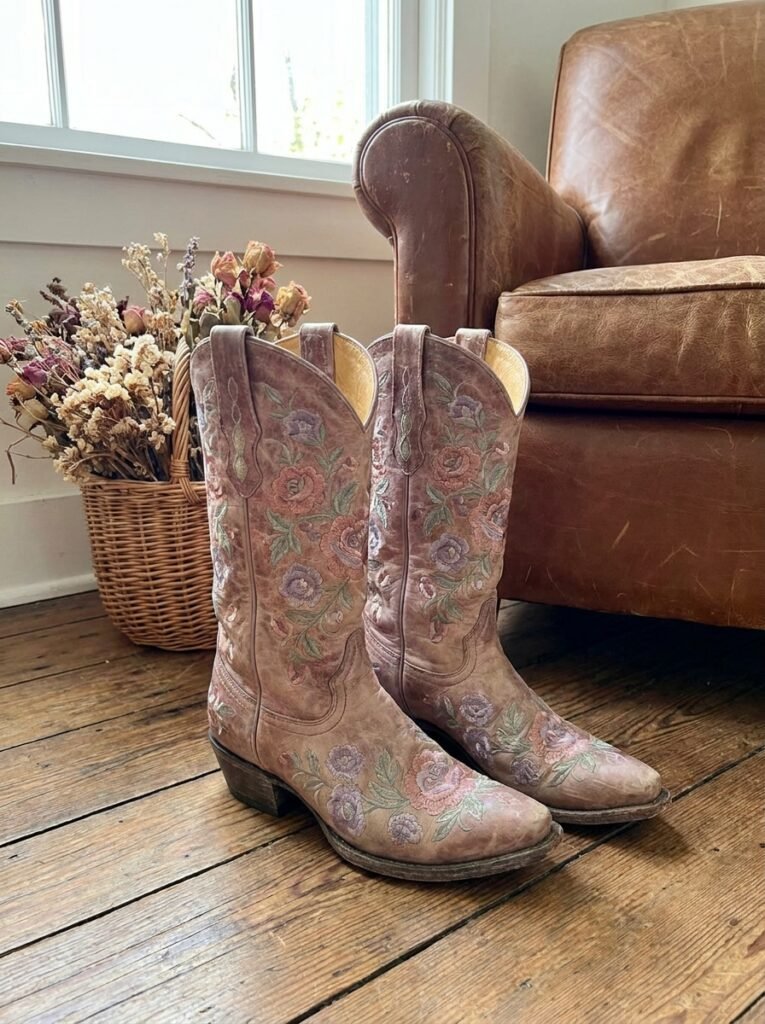 Romantic Floral Pattern Boots