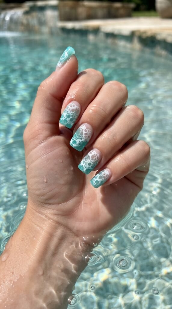 Sea Foam Splatter Nail Art