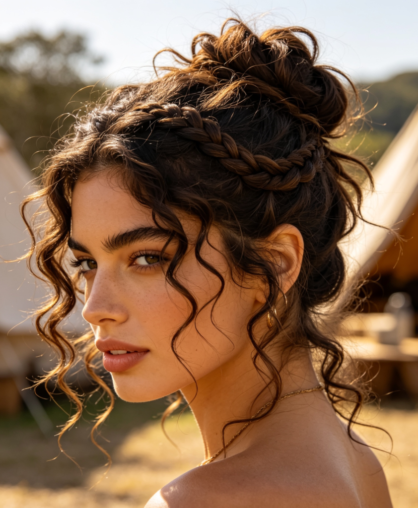 Side Braided Messy Bun