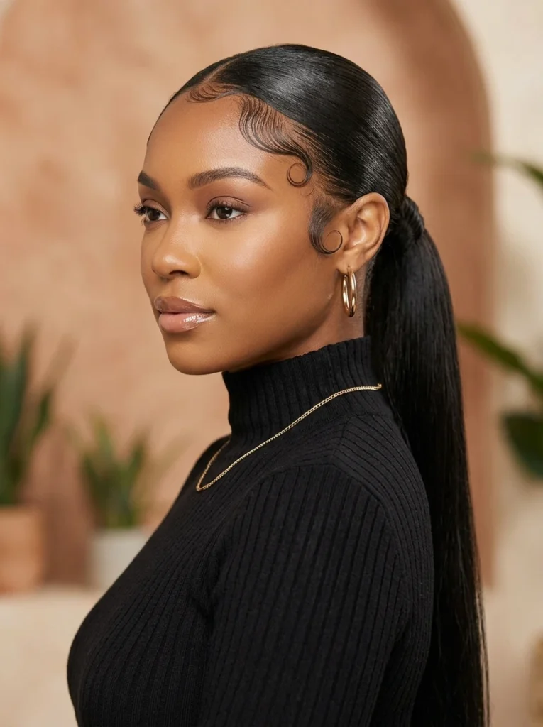 Sleek Ponytail with Edges
