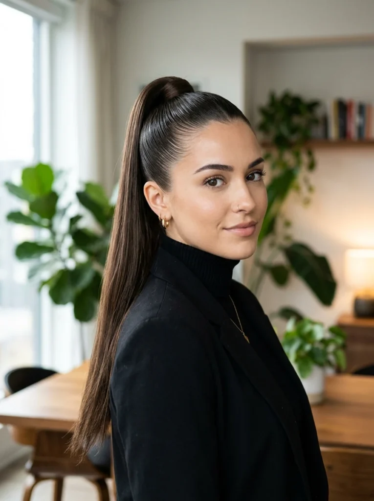 Slicked-Back High Ponytail
