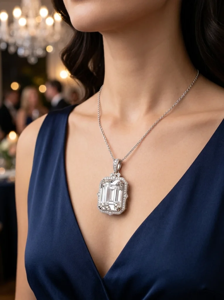  Sophisticated Pendant Necklace with Large Crystal