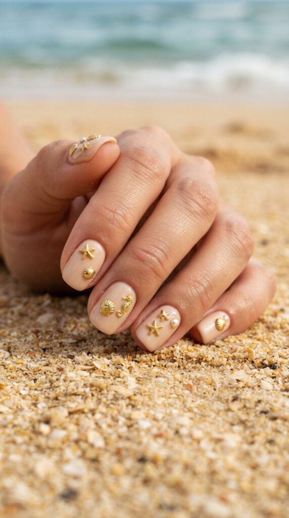 Starfish & Shell Charms Nail Art