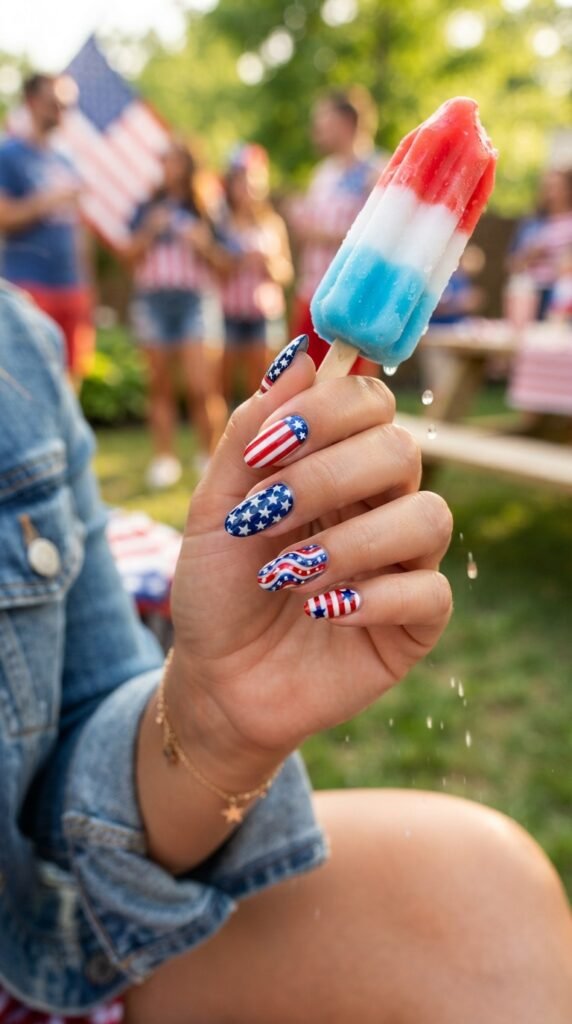 Stars and Stripes Bomb Pop 4th Nails