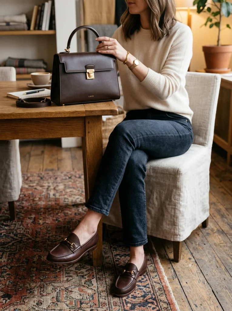 Structured Leather Handbag and Loafers