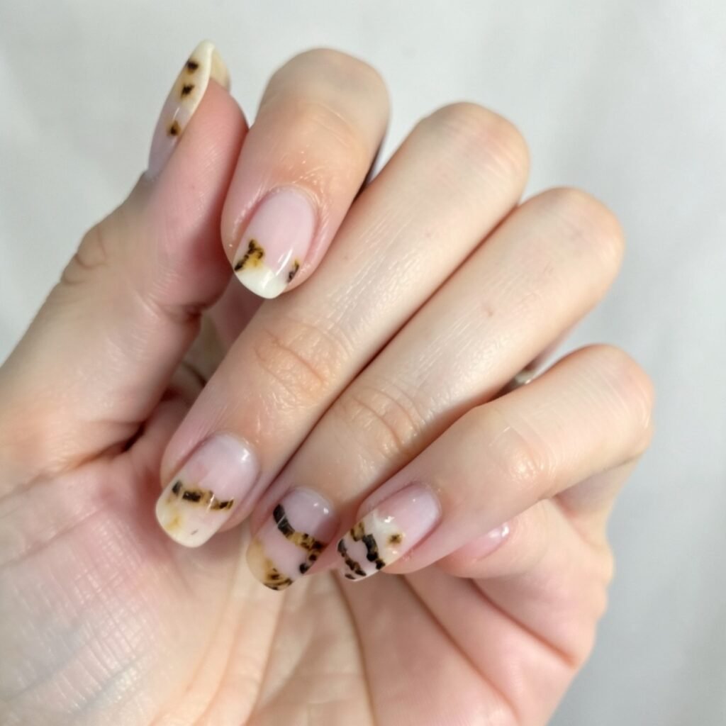 Subtle Tortoise Shell Accents Nails