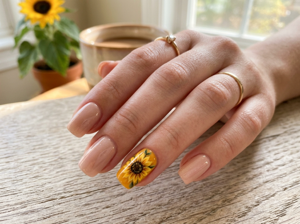Sunflower Accent Nails