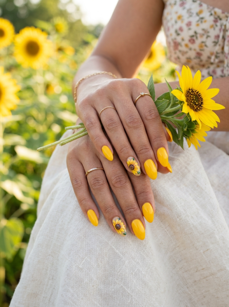 Sunflower Yellow Nails