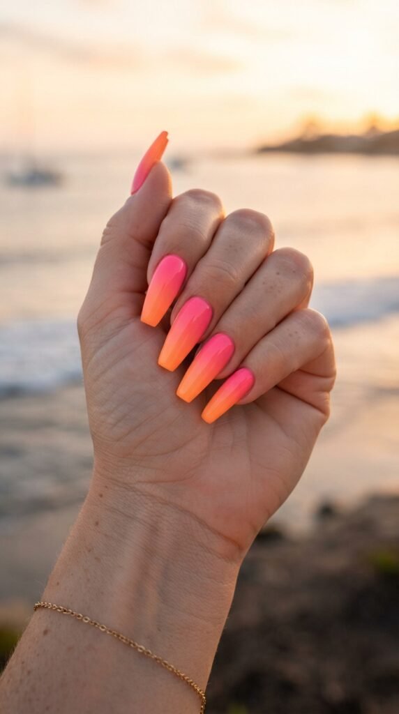 Sunset Gradient Surfside Nail Art